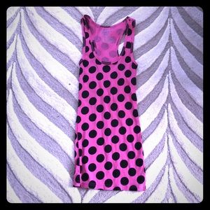Pink and black polka dot beater